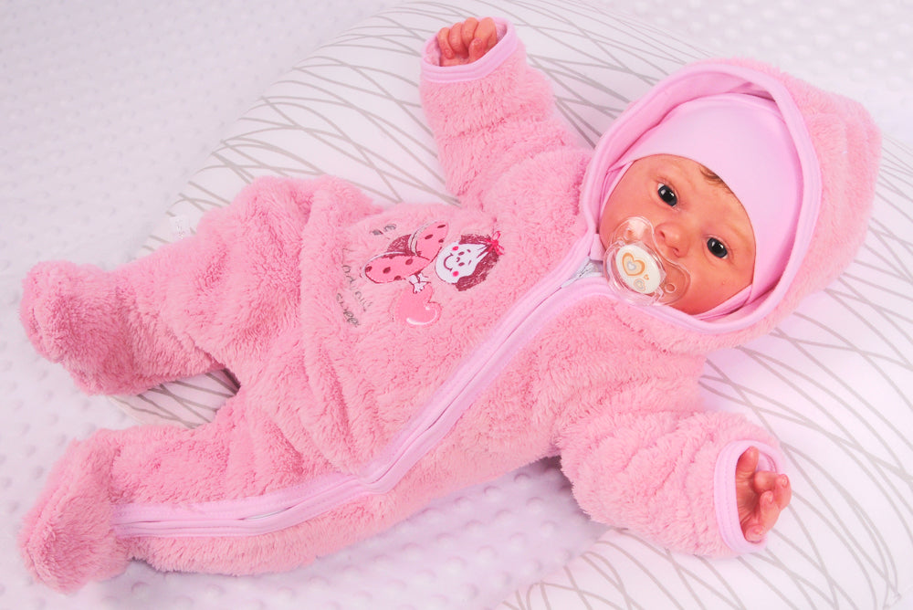 Baby Overall Fleece Wagenanzug in Rosa mit Marienkäfer Übergangsoverall