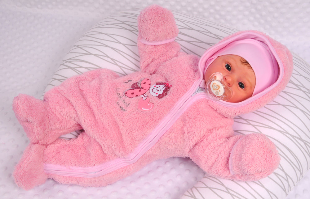 Baby Overall Fleece Wagenanzug in Rosa mit Marienkäfer Übergangsoverall