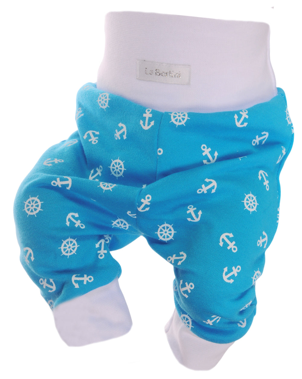 Baby Hose Erstlingshose in Türkis mit Anker Muster