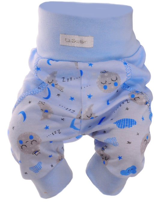 Baby Hose Erstlingshose in Blau gemustert