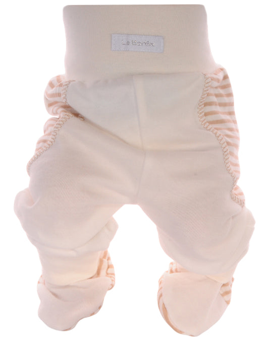 Baby Hose mit Füßchen in Creme gestreift