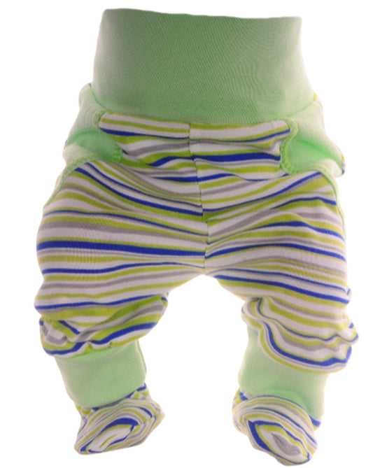 Baby Hose mit Füßchen Erstlingshose in Grün gestreift