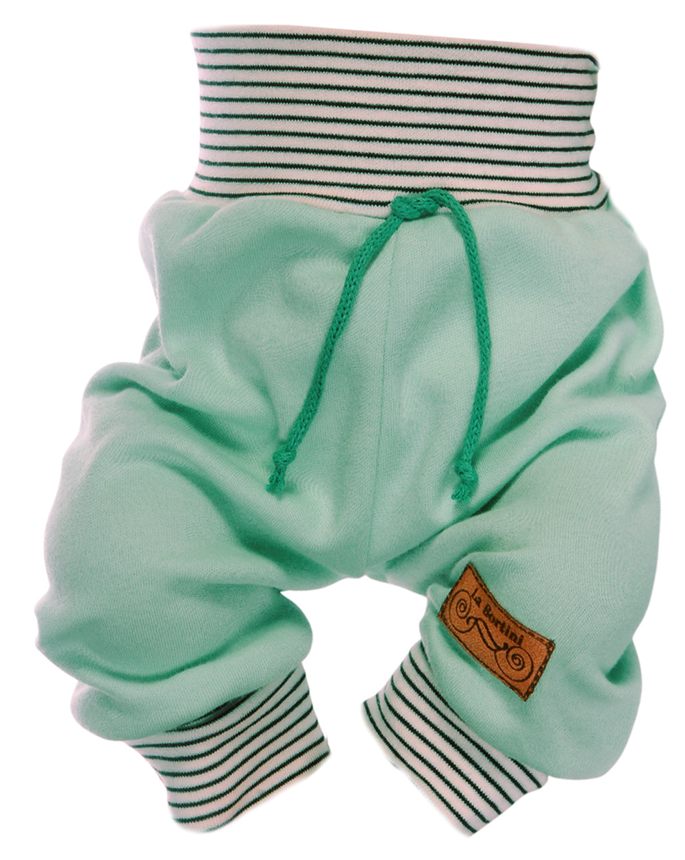 Baby Hose in Gelb Mitwachshose gestreift Mintgrün
