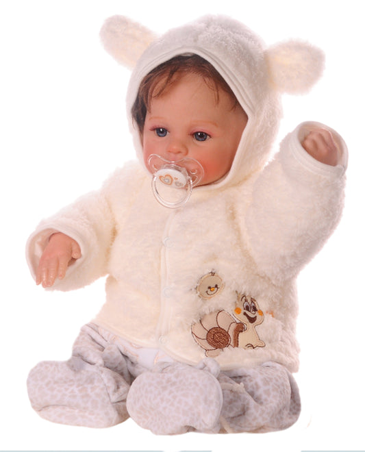 Baby Jacke Fleece Jäckchen in Creme mit Schnecken Erstlingsjacke gefüttert