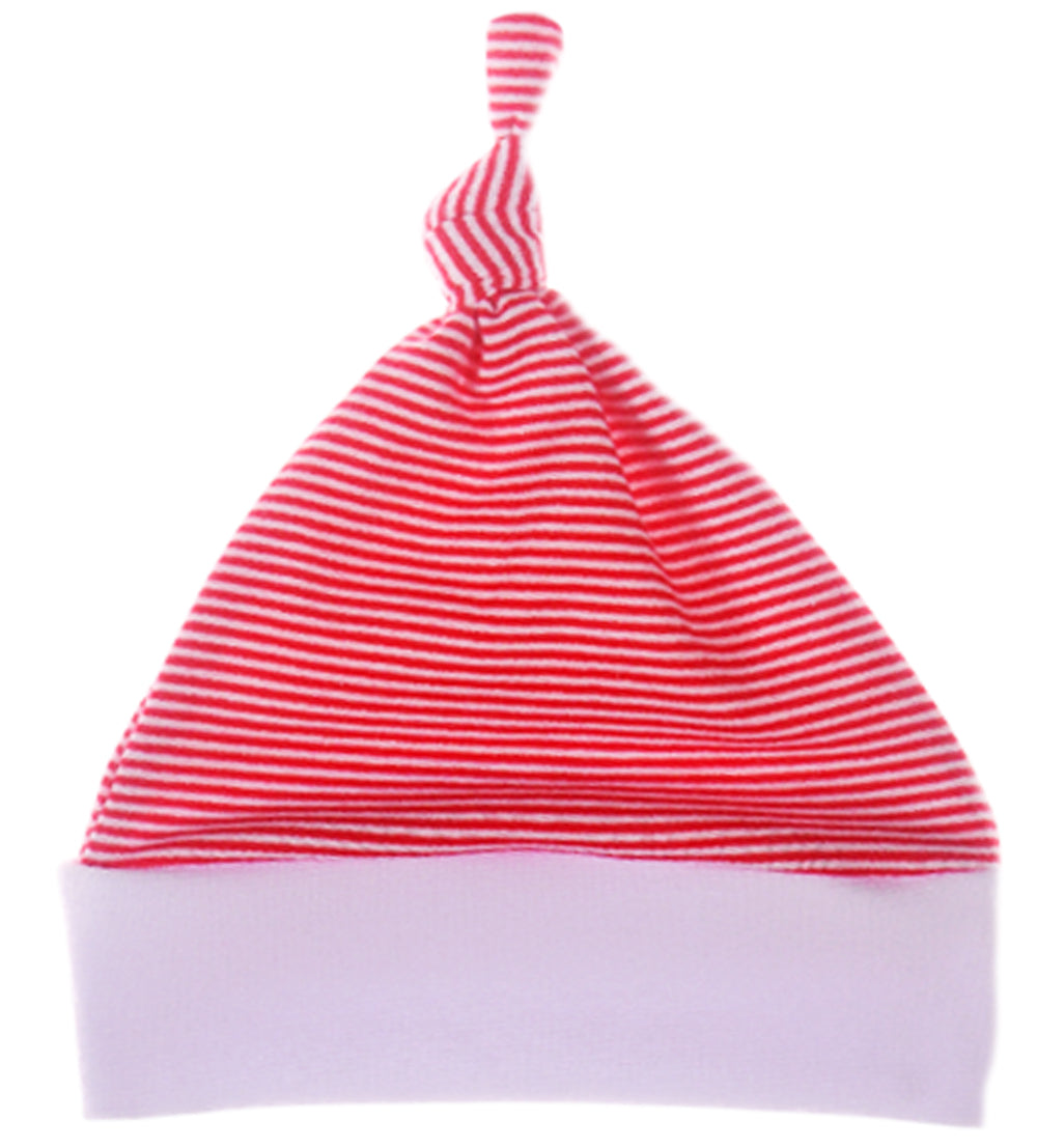 Baby Mütze Knotenmütze in weiß rot gestreift Weihnachtsmütze