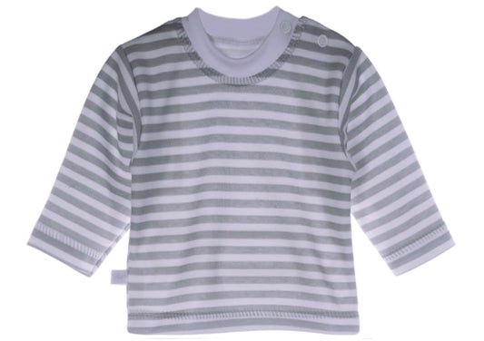 Langarmshirt Baby T-Shirt in weiß grau gestreift neutral