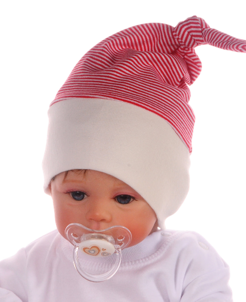 Baby Anzug für Weihnachten Langarmshirt Hose Mütze Socken in Rot gestreift