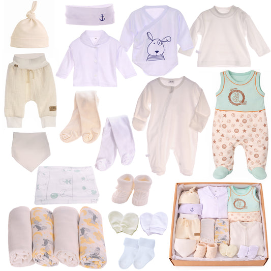 Erstlingsausstattung Paket 21 Tlg in Creme für Jungen