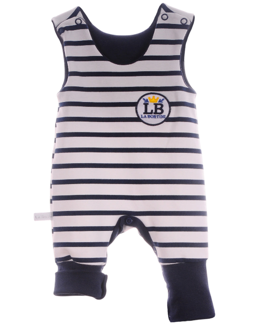 Strampler ärmellos gestreift in Blau Latzhose für Neugeborene