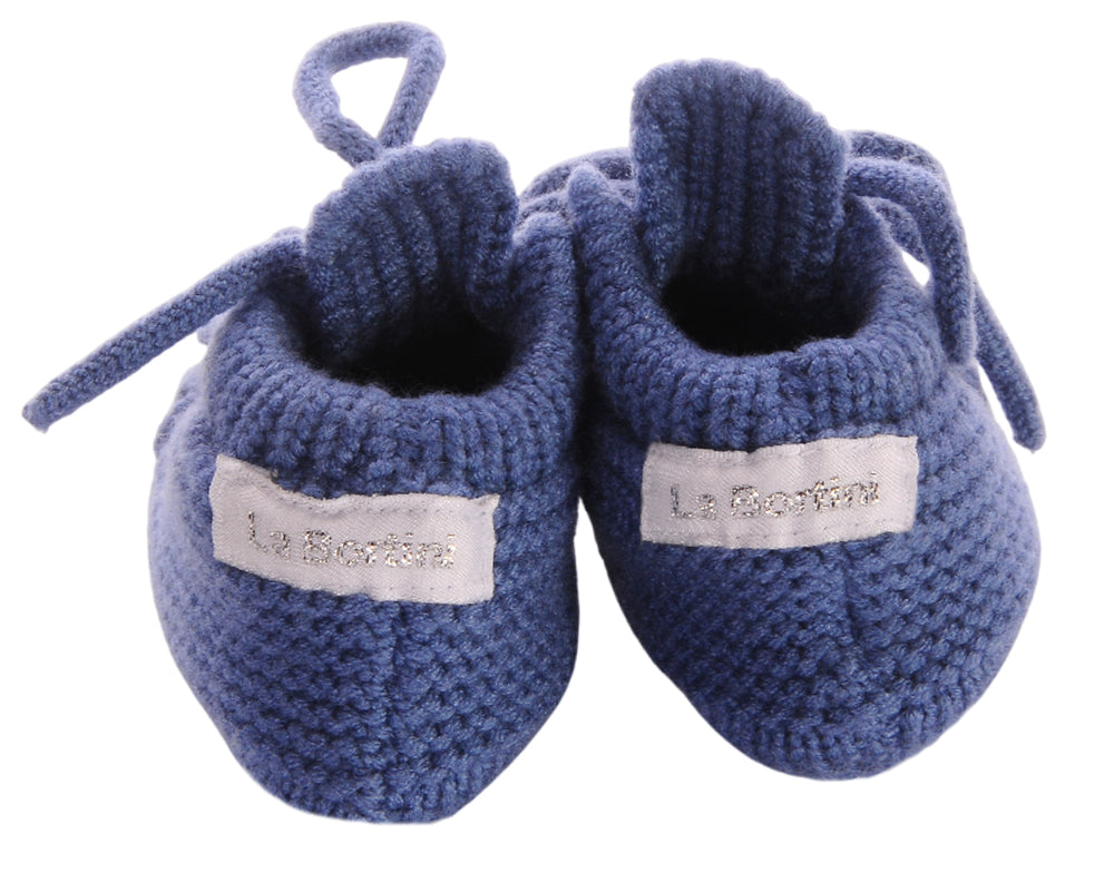 Baby Strickschuhe Booties Füßlinge 0-3Mon neutral Erstlingssocken in blau