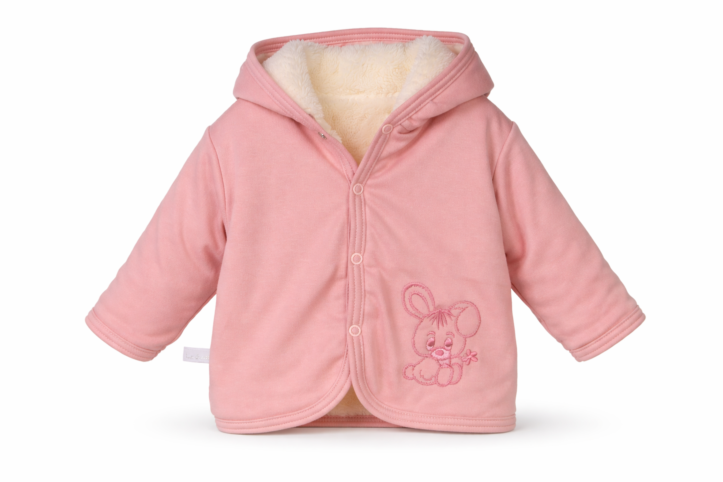 Baby Jacke Erstlingsjacke aus Fleece und Baumwolle in Altrosa