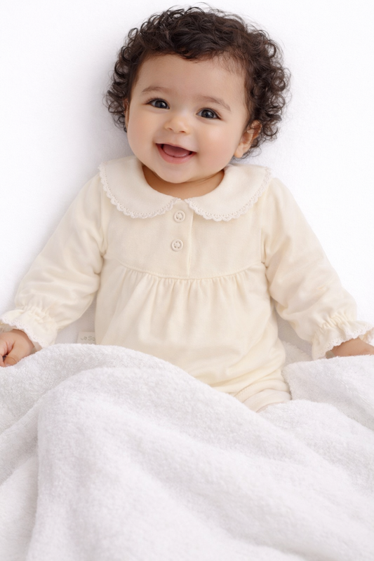 Body in Creme mit festlichm Kragen langarm Baby für Mädchen