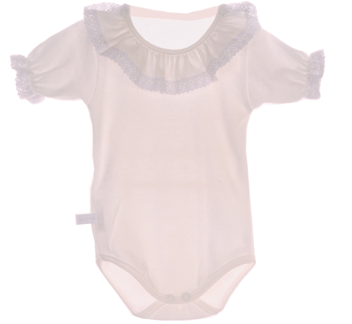 Baby Body für Taufe in Creme mit festlichm Kragen kurzarm