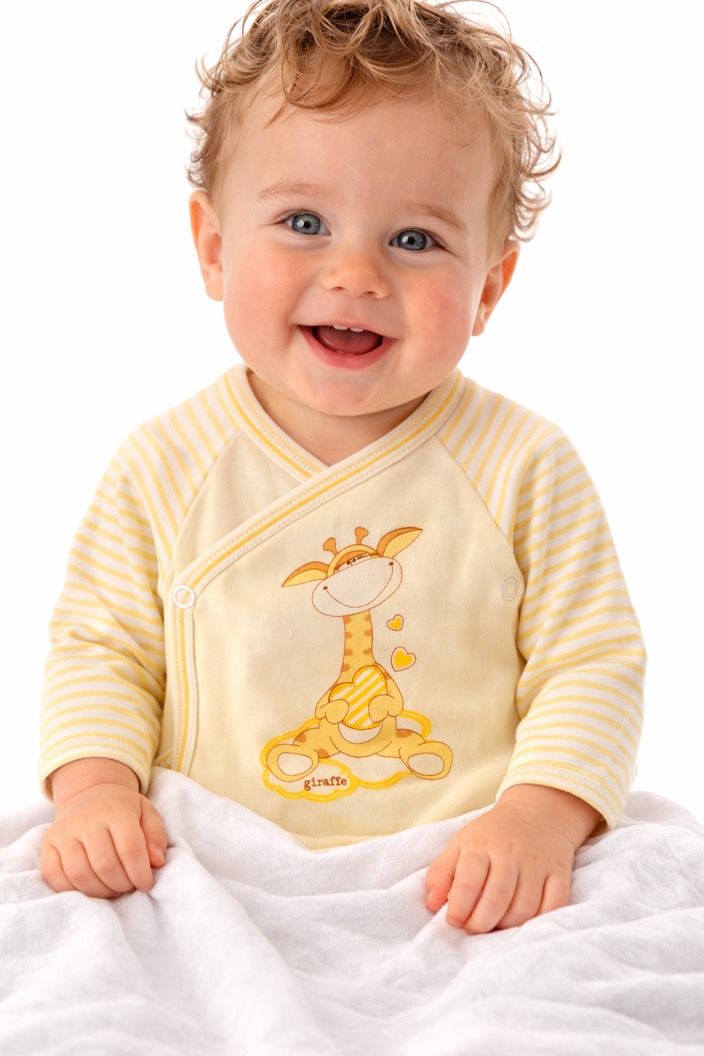 Wickelbody Erstlingsbody in Creme mit Giraffe