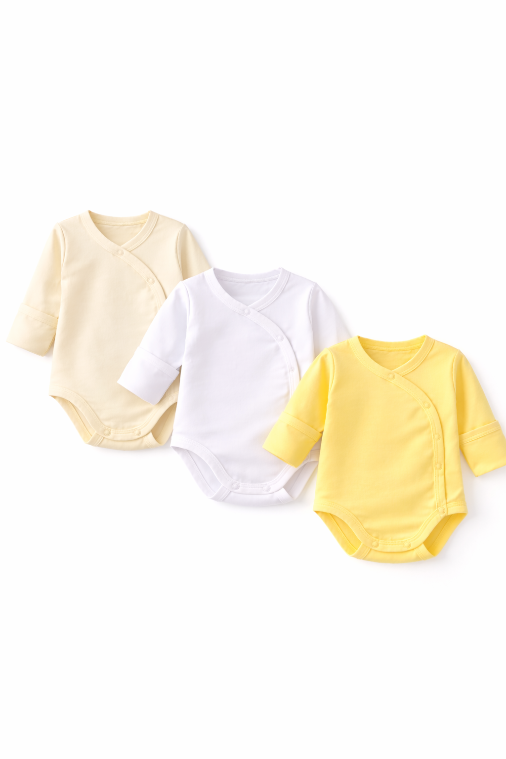 Wickelbodys 3er Pack Baby Bodys mit Kratzschutz neutral