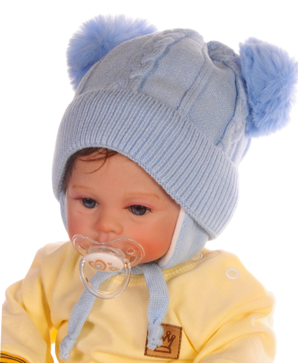 Mütze mit Bommeln Babymütze in Blau
