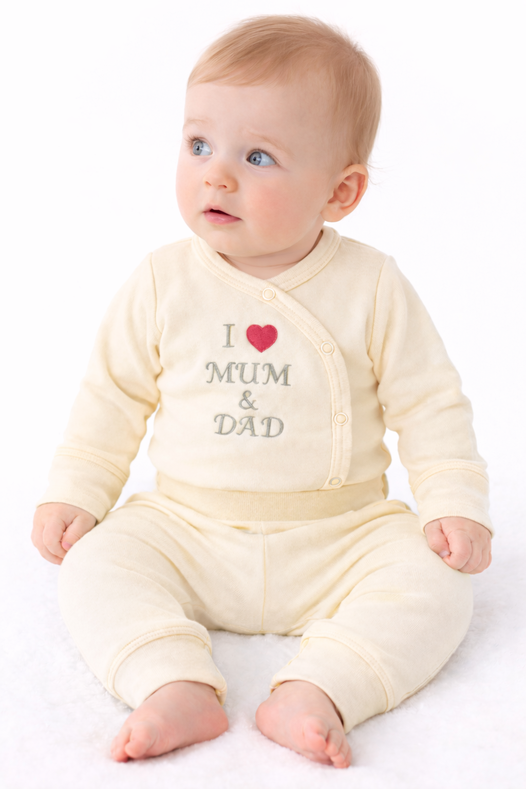 Body und Hose Baby Anzug in Creme Wickelbody