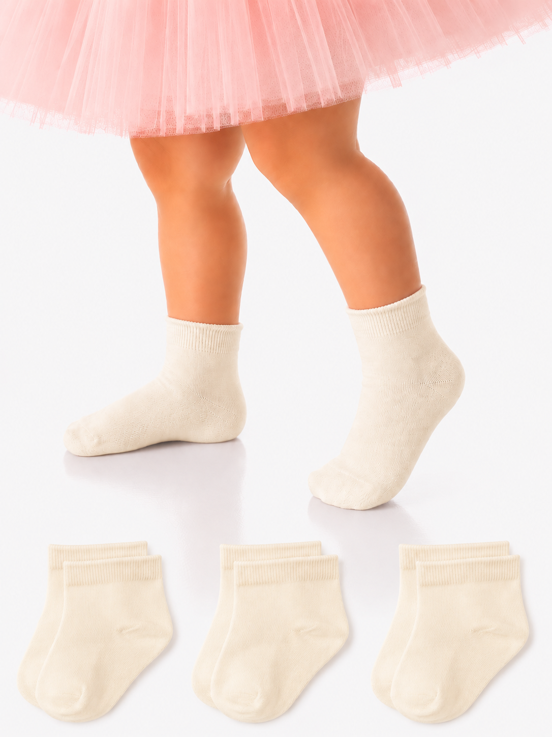 Baby Socken 3er Pack Söckchen in Creme