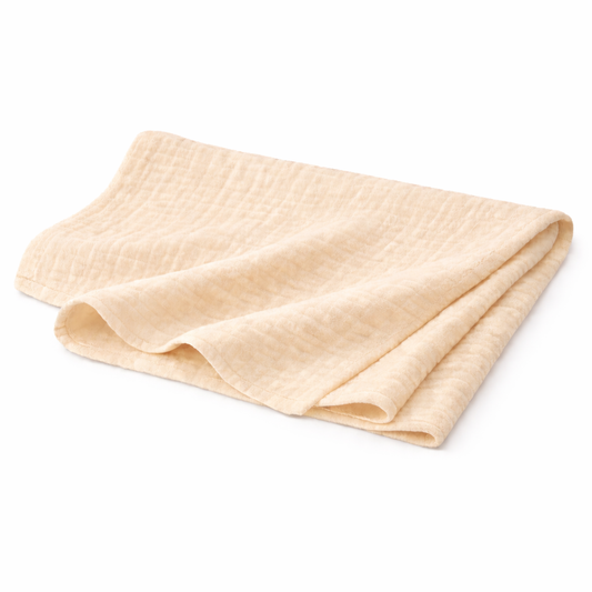 Baby Spucktuch 1 Stück 90 x 65cm aus weichem Musselin Stofftuch in Creme