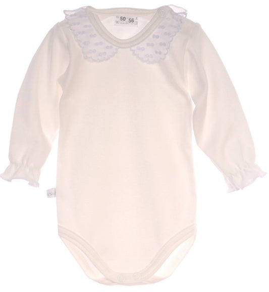 Body in Creme mit festlichm Kragen langarm Baby