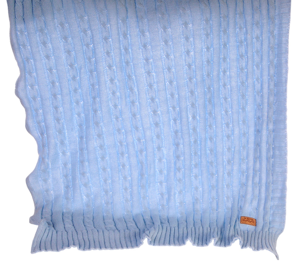 Baby Decke Strickdecke 65x95cm in Hellblau aus Baumwolle