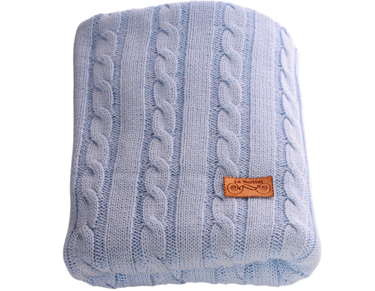 Baby Decke Strickdecke 65x95cm in Hellblau aus Baumwolle