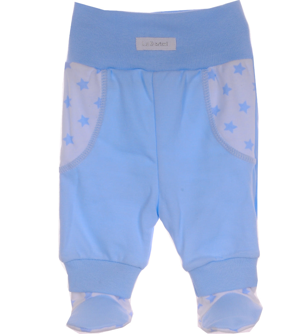 Body und Hose Baby Anzug Wickelbody in Blau mit Hasen