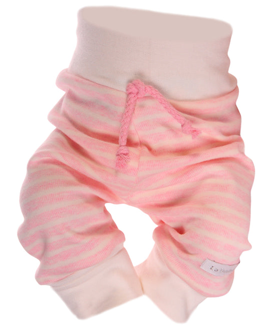 Baby Hose geringelt Mitwachshose in Creme Rosa