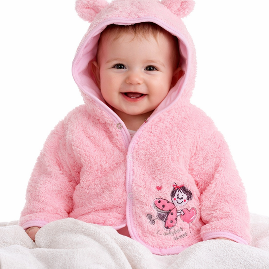 Baby Jacke in Rosa Fleece Jäckchen in Rosa Erstlingsjacke