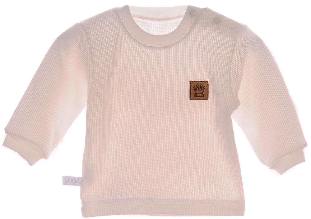 Baby Anzug 2tlg Hose und Langarmshirt in Creme Khaki 56 62 68 74 80 86 92 98