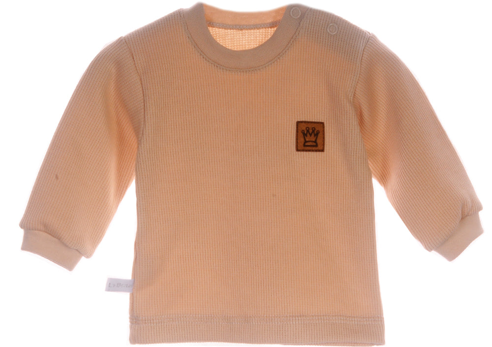 Baby Anzug 2tlg Hose und Langarmshirt in Beige Blau 56 62 68 74 80 86 92 98