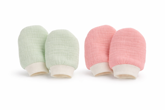 Baby Kratzfüustlinge 2er Pack aus Musselin altrosa mintgrün