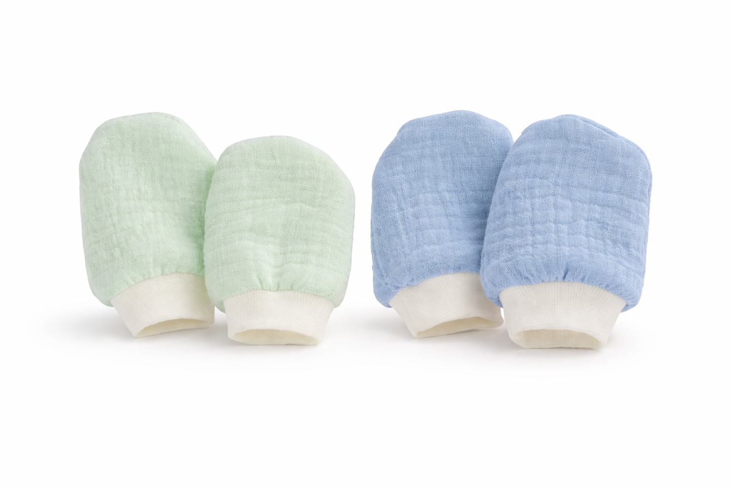 Baby Kratzfüustlinge 2er Pack aus Musselin altblau mintgrün