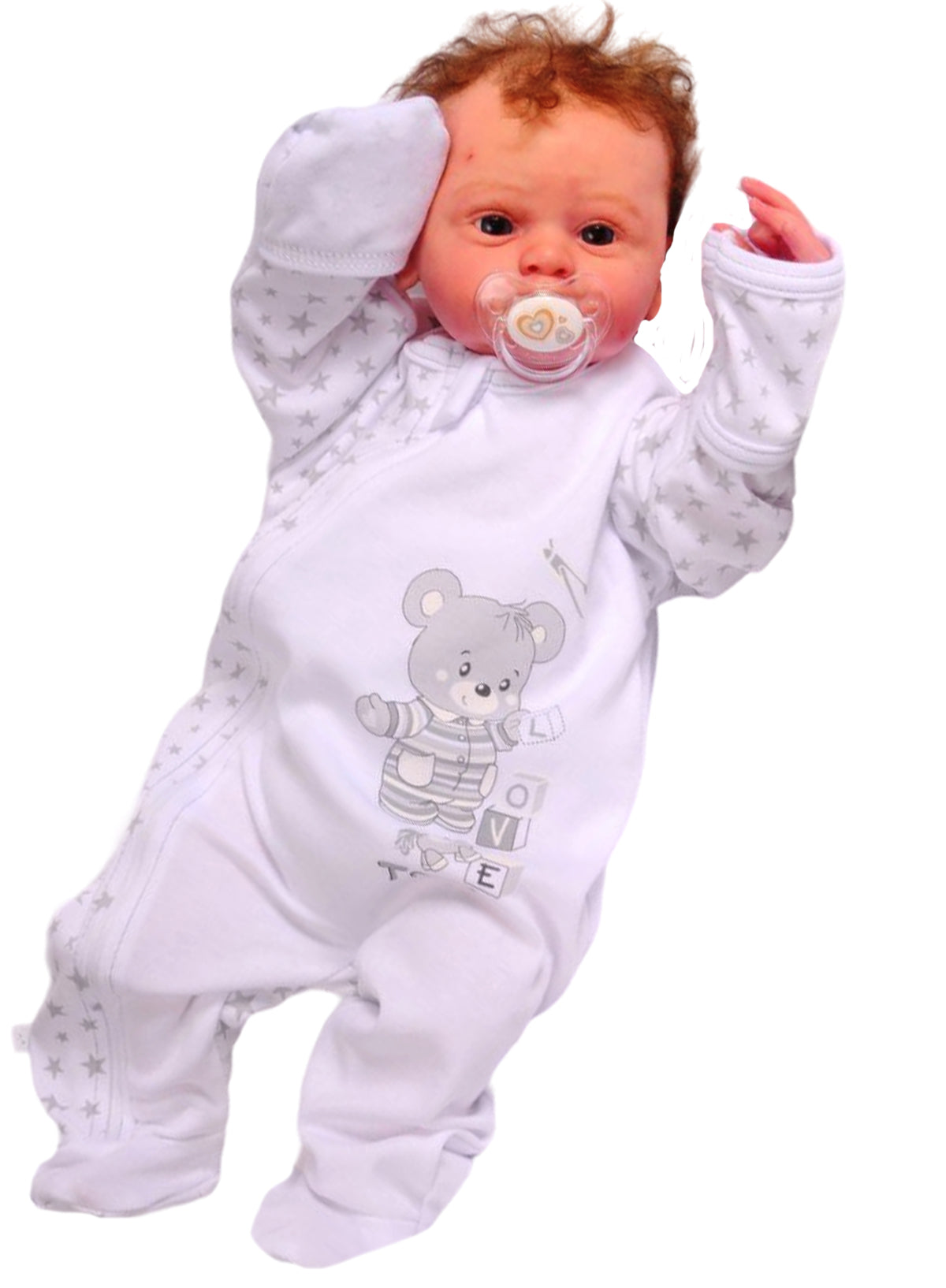 Baby Strampler Schlafanzug mit Kratzschutz in Weiß