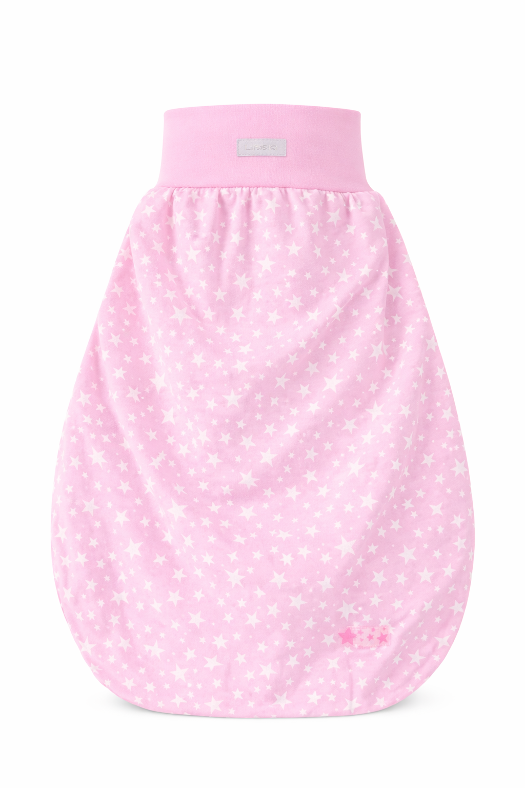 Baby Pucksack Fußsack für Sommer Frühjahr Stramplersack einlagig in Rosa mit Sternen