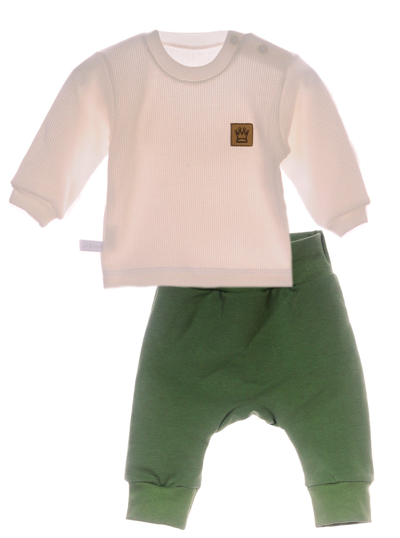 Baby Anzug 2tlg Hose und Langarmshirt in Creme Khaki 56 62 68 74 80 86 92 98