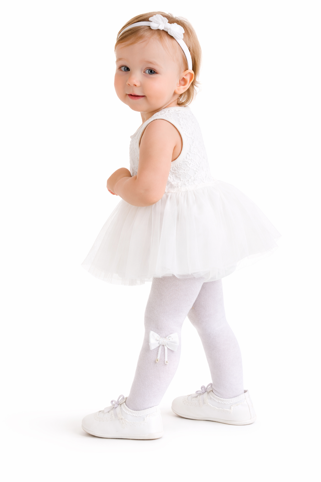 Strumpfhose in Weiß für Baby und Kinder für Fest, Taufe, Geburtstag