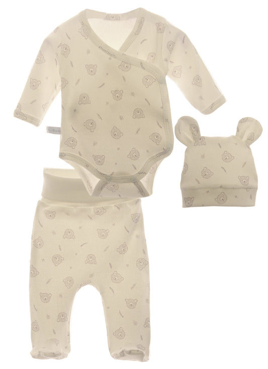 Erstlingsset Baby Anzug 3Tlg Body Hose Mütze Wickelbody 4251764839740