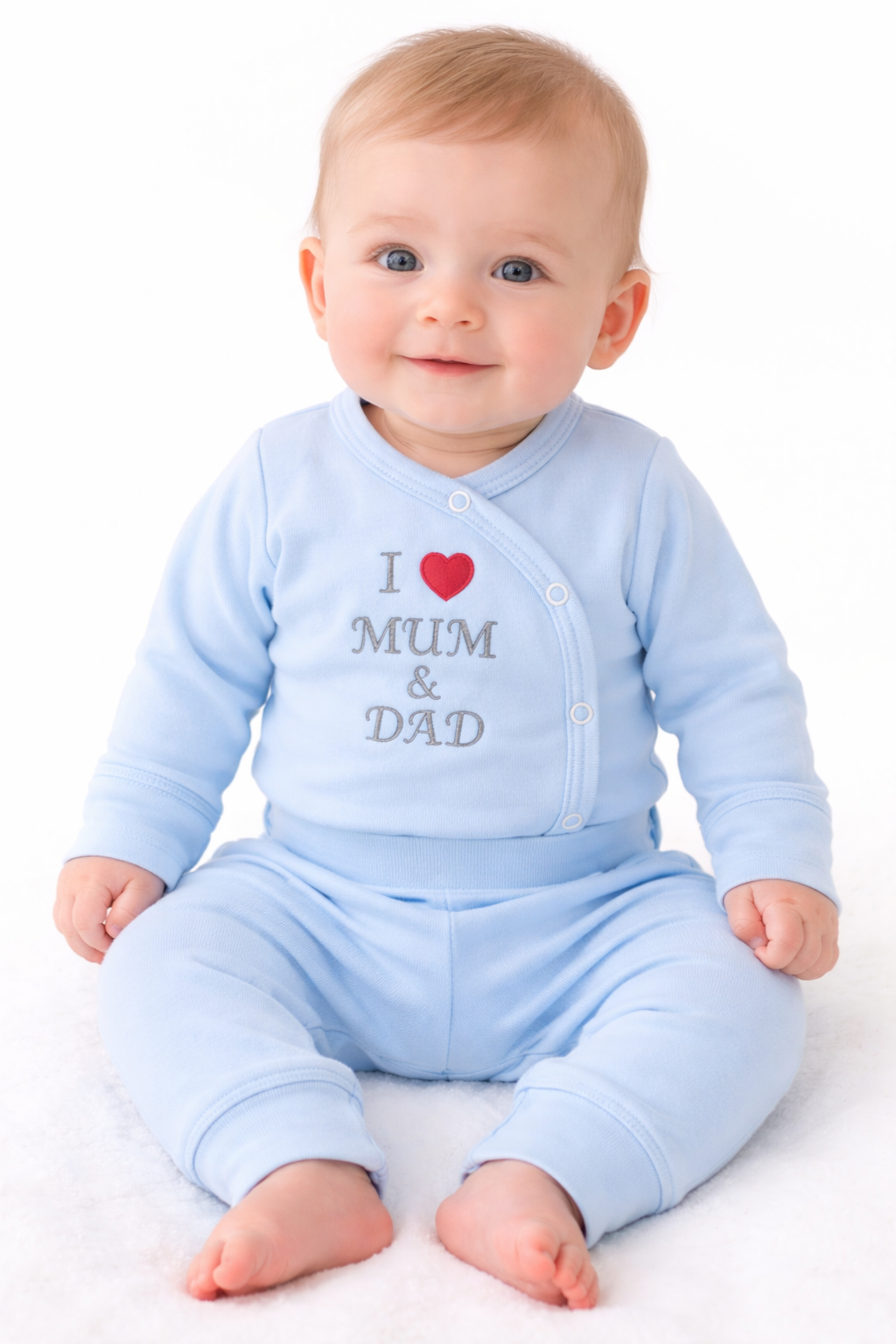 Body und Hose Baby Anzug in Hellblau Wickelbody