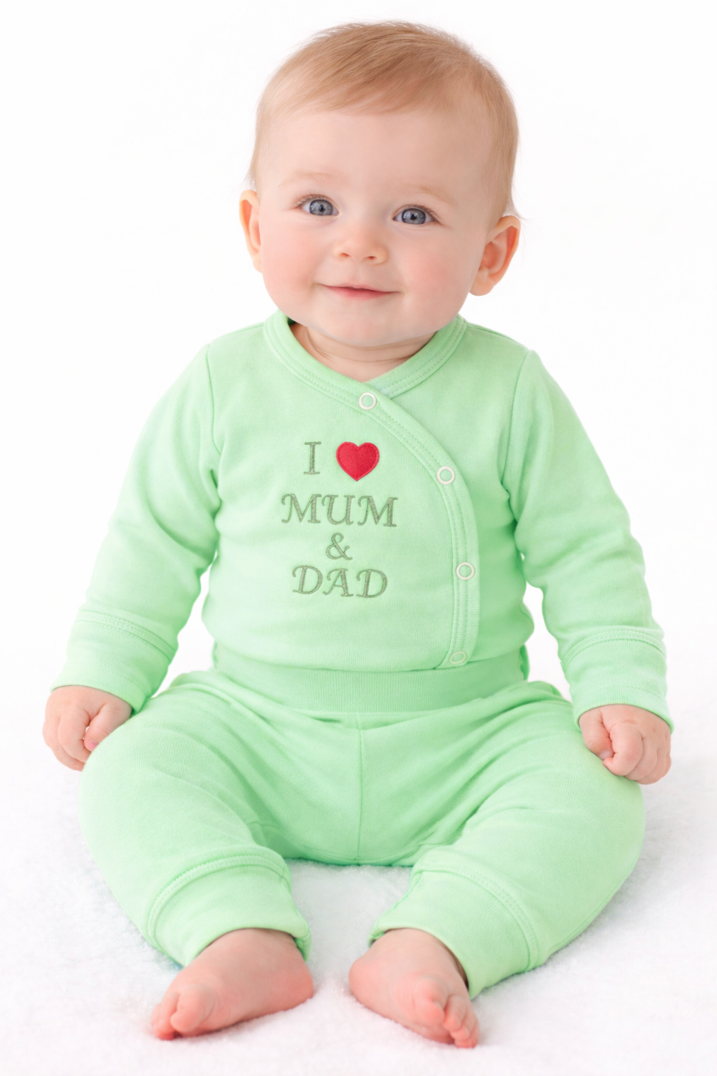 Body und Hose Baby Anzug in Grün Wickelbody