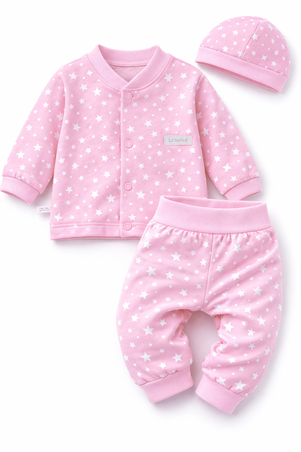 Baby Anzug 3-teilig Hemdchen Hose Mütze in Rosa