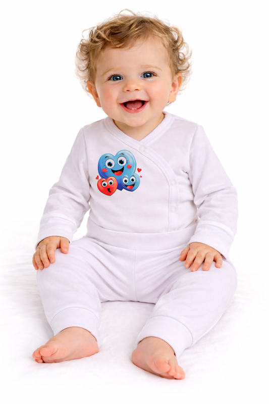 Body und Hose Baby Anzug in Weiß mit Herzchen Wickebody