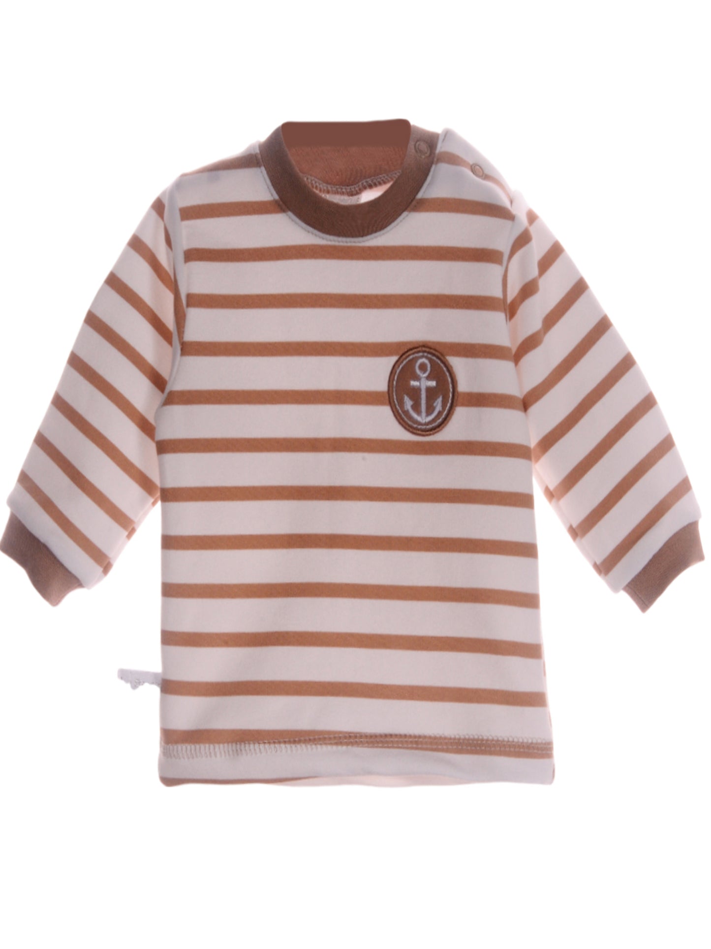 Langarmshirt Baby T-Shirt Erstlingsshirt in Beige gesztreift Pulli