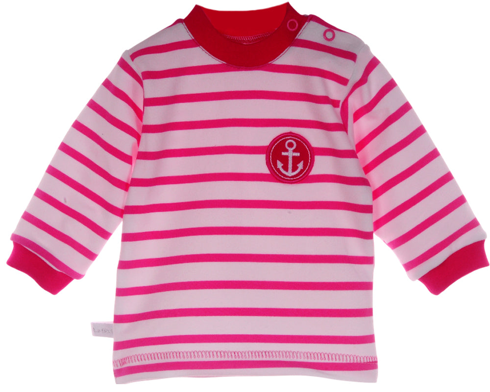 Langarmshirt Baby T-Shirt Erstlingsshirt in Pink gesztreift Pulli