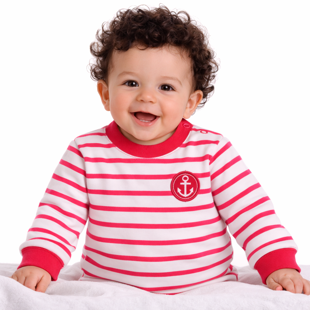 Langarmshirt Baby T-Shirt Erstlingsshirt in Pink gesztreift Pulli