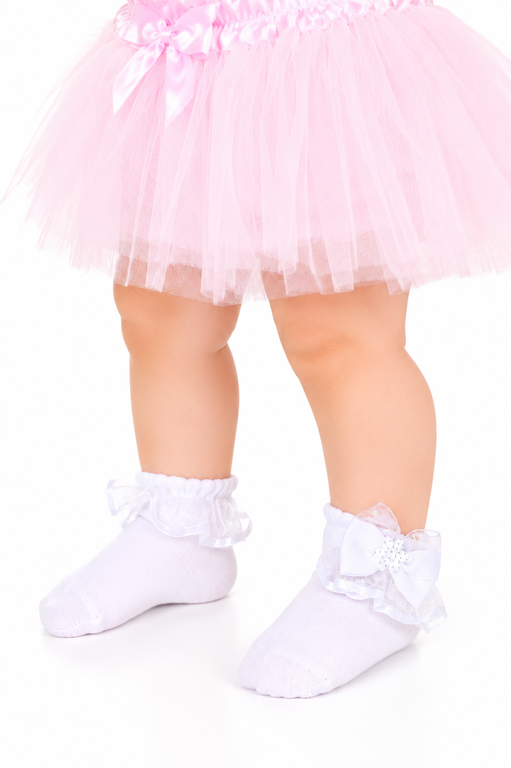 Socken mit Rüschen und Schleifen in Weiß für Babys und Kinder ab 0Mon bis 10J