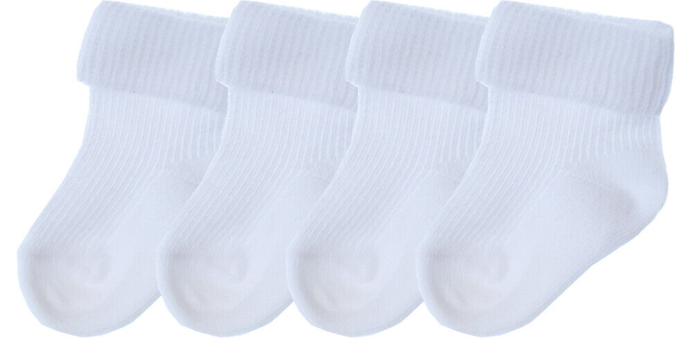 weiße Baby Socken 4er Pack Söckchen Umschlagsocken