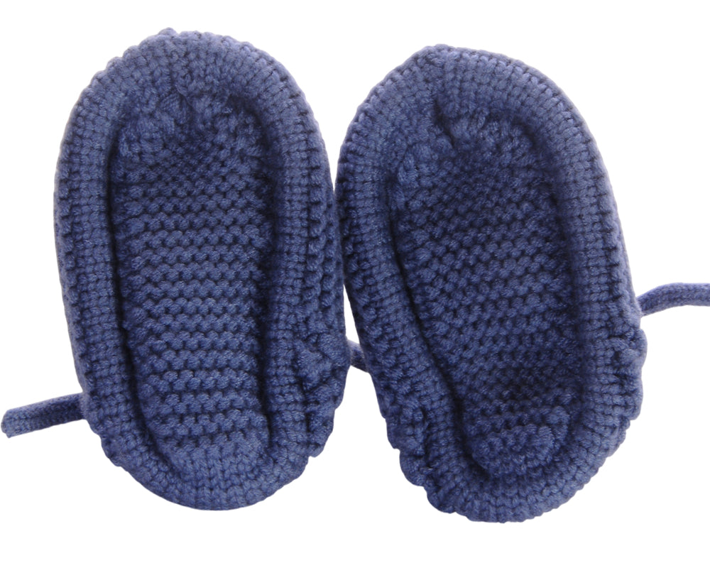 Baby Strickschuhe Booties Füßlinge 0-3Mon neutral Erstlingssocken in blau