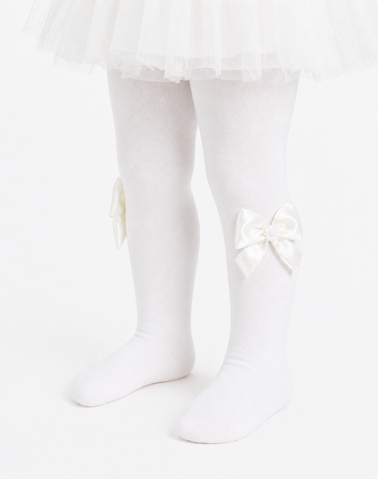 Strumpfhose in Weiß mit Schleifen für Baby und Kinder