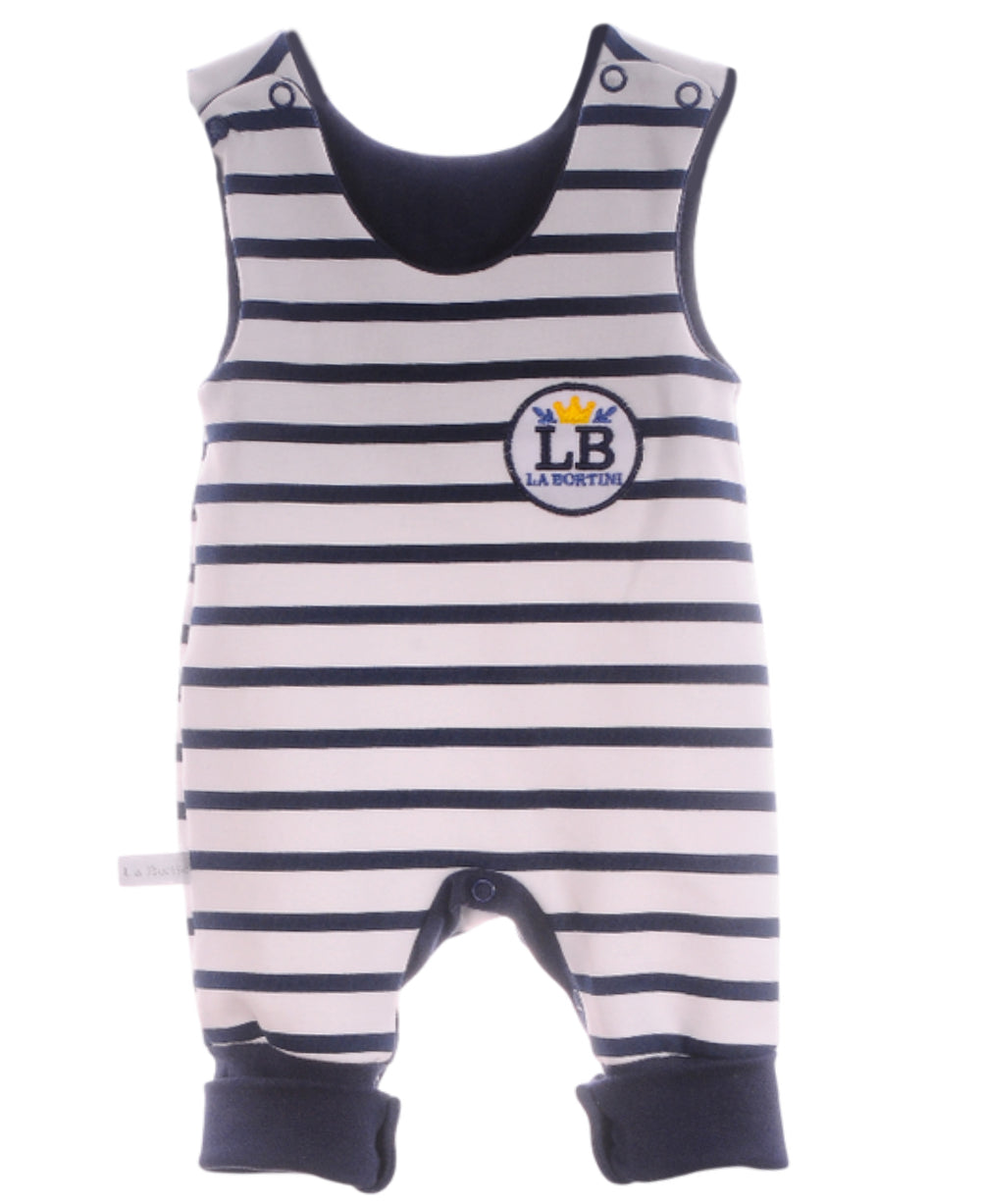 Baby Anzug 2-teilig in Weiß-Blau Strampler und Langarmshirt